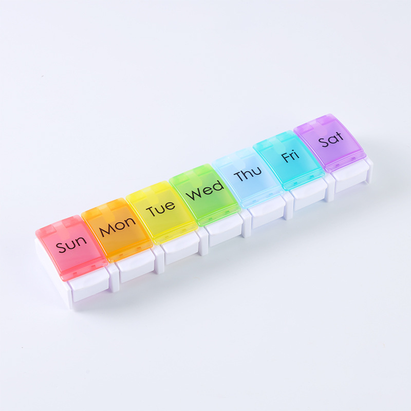 Factory direct sales Amazon hot colorful spring medicine box plastic week medicine box 7 days