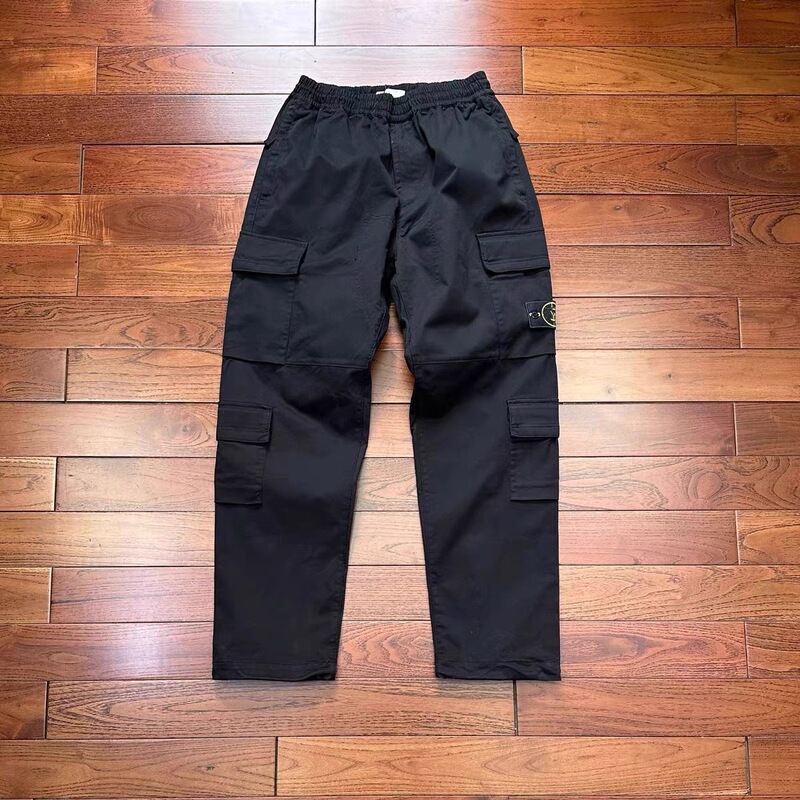 Stone Classic Drawstring Garment-Dyed Pure Cotton Washed Vintage Straight-Leg Casual Unisex Multi-Pocket Cargo Pants