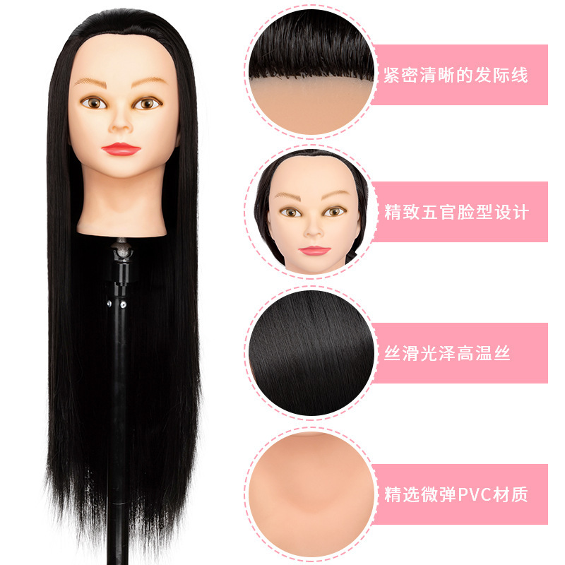 Cabeza de Maniquí para Peluquería de Fibra de Alta Temperatura para Práctica de Peinado y Corte image 3