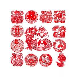 20262026新年马年剪纸窗花中国特色出国礼品蔚县客厅装饰画过马年