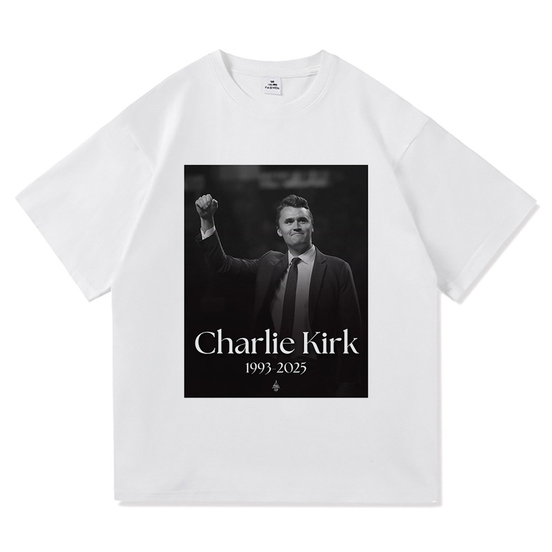 【欧码棉T】Charlie Kirk自由T恤时尚男/女原宿美学字母印花T恤中|undefined