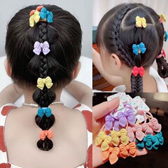 Korean-style children's bow hair ties, hair accessories for girls, hair ropes for toddlers and young children, matching set for ponytails, resin rubber bands for girls
