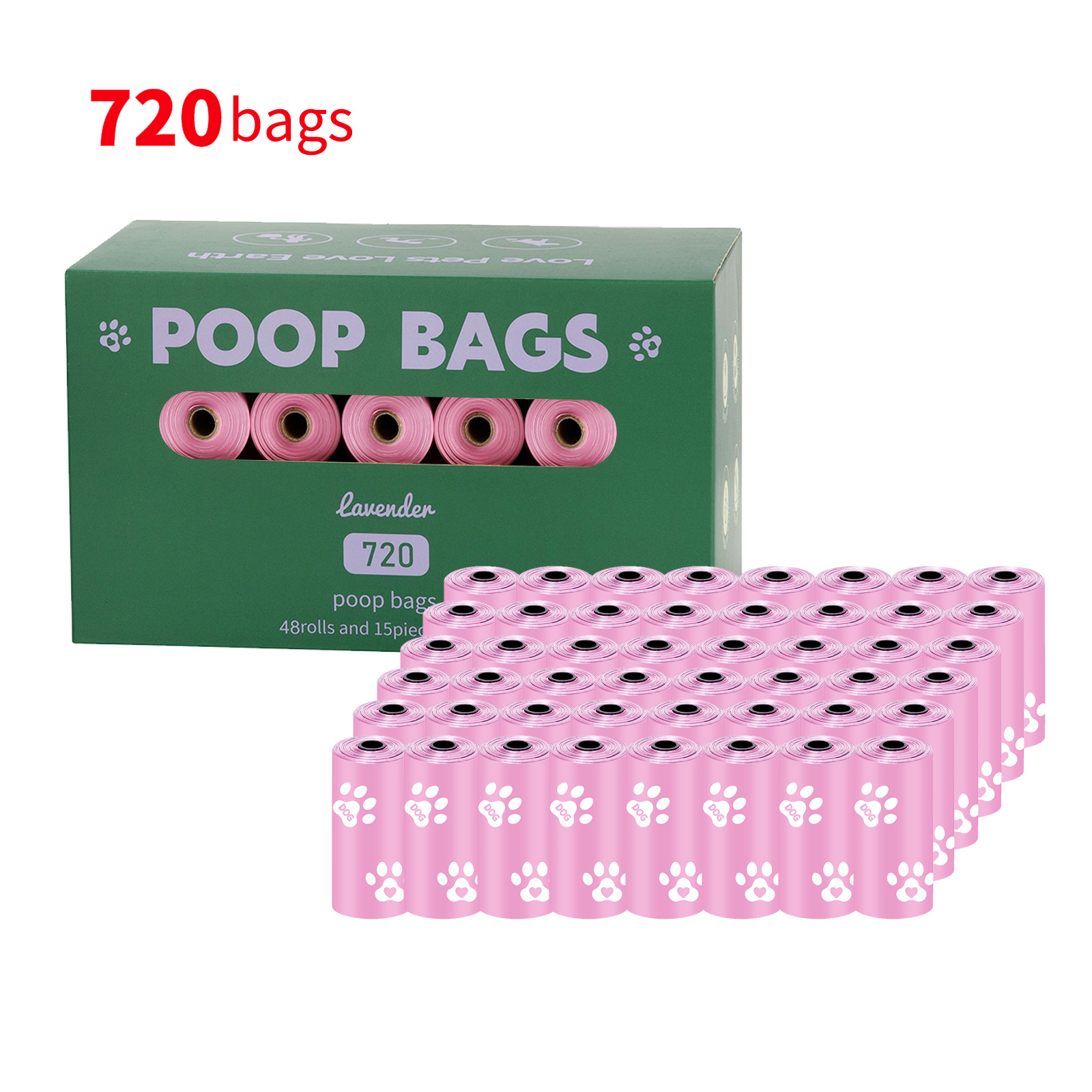 Nuevo medio ambiente biodegradable bolsa de basura de mascotas bolsa de basura distribuidor de bolsa de heces OPP caja de cabeza de fijación empaquetada bolsa de heces