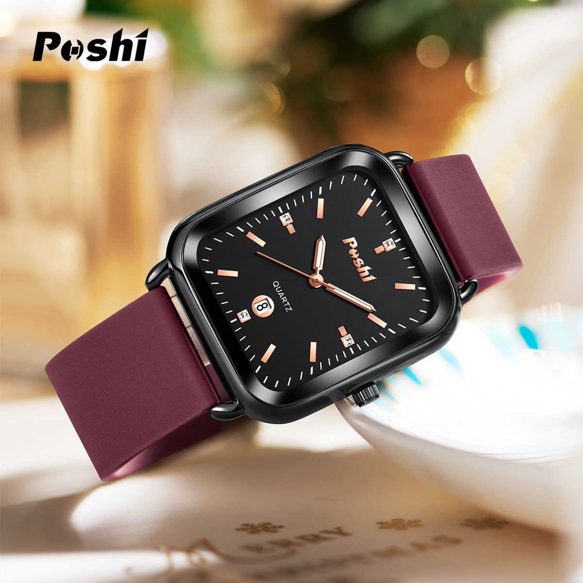 Tiktok transfronterizo TK Venta caliente simple pequeño reloj cuadrado para hombres y mujeres reloj POSHI Internet celebridad Moda mujer reloj de cuarzo
