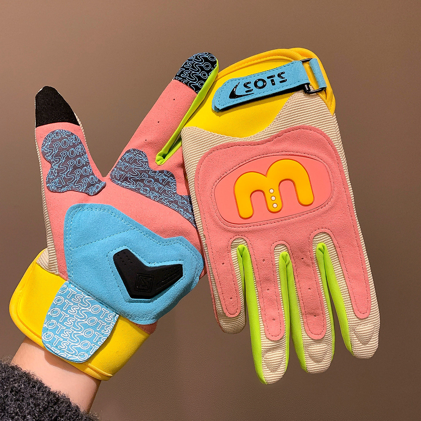 Guantes de ciclismo para hombres y mujeres motocicleta al aire libre motocicleta antideslizante jinete amortiguador macarón guantes de locomotora
