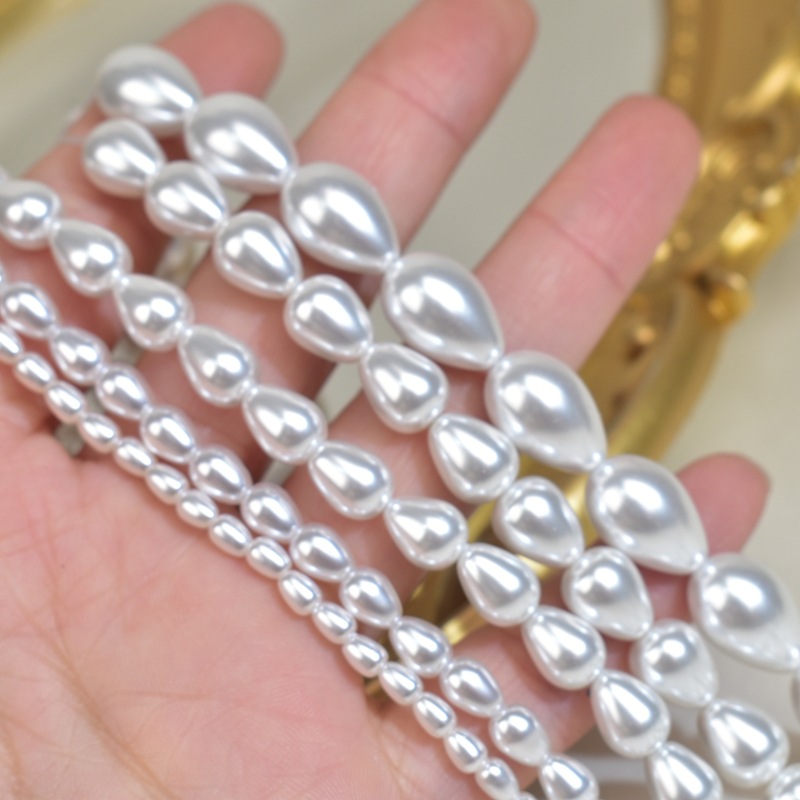 Glass beaded bracelet drop-shaped pearl handmade, necklace and bracelet, beads, through hole, DIY