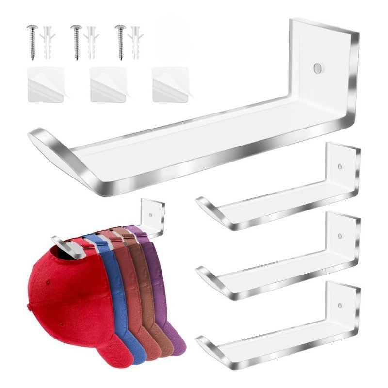 女生透明亚克力壁挂式6个装男生帽架棒球帽收纳架极简主义帽子架