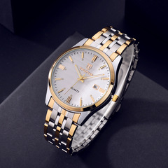 TPOFHS Quality New Glow-in-the-Dark 3D Striped Steel Strap Quartz Watch with Calendar, Waterproof Daily Use Couple's Watch