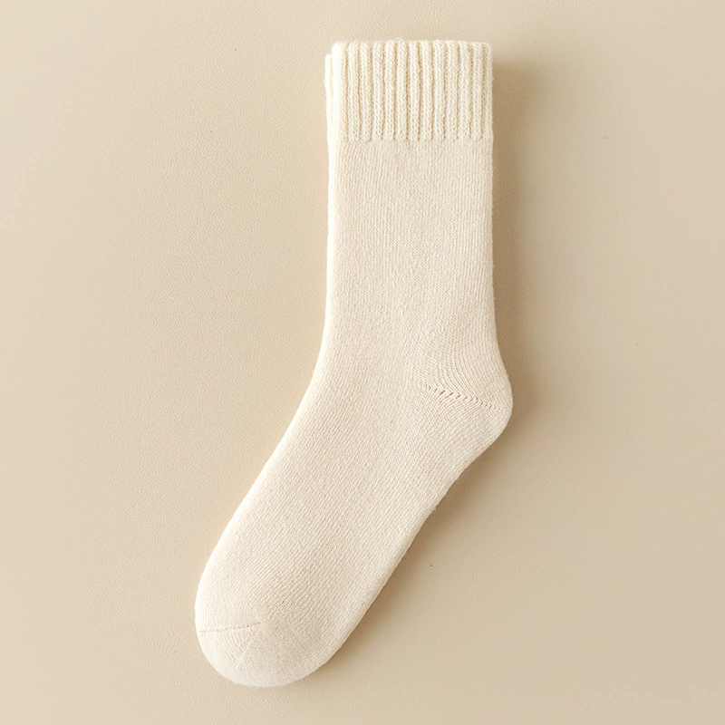 Women’s mid‑tube winter wool socks, solid colors, warm (mid‑calf)