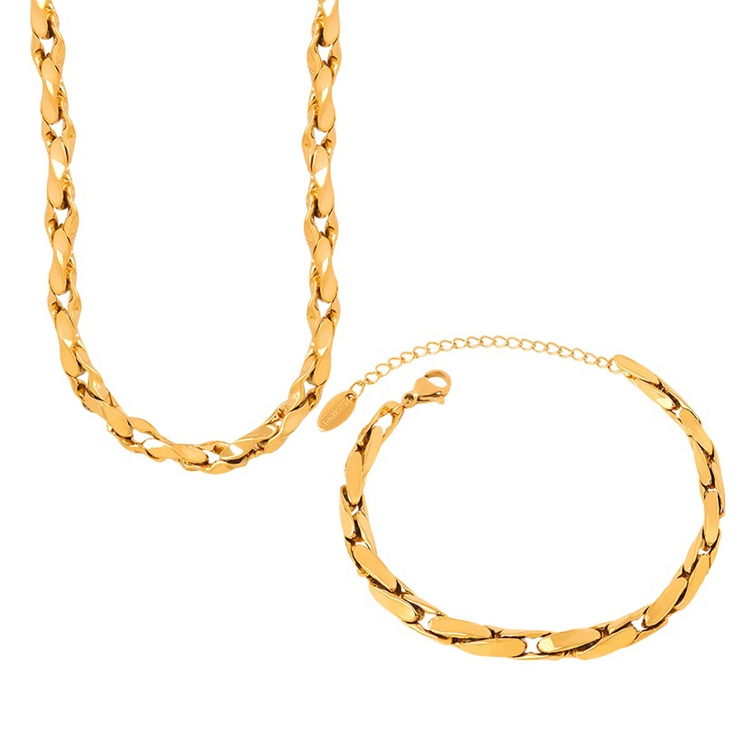 Barroco Cadena de clavícula titanio acero 18K oro reina madre collar luz lujo nicho punk pulsera versátil temperamento joyería