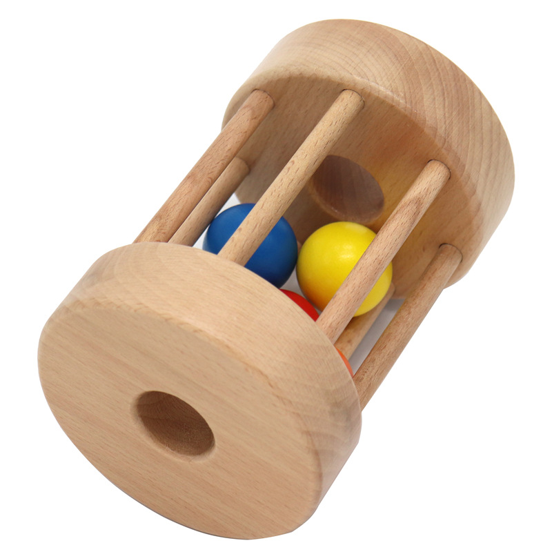 Montessori Early Childhood Teaching Aids Rolling Drum Baby Logical Thinking Hand-eye Coordination Training Toy Wooden Puzzle