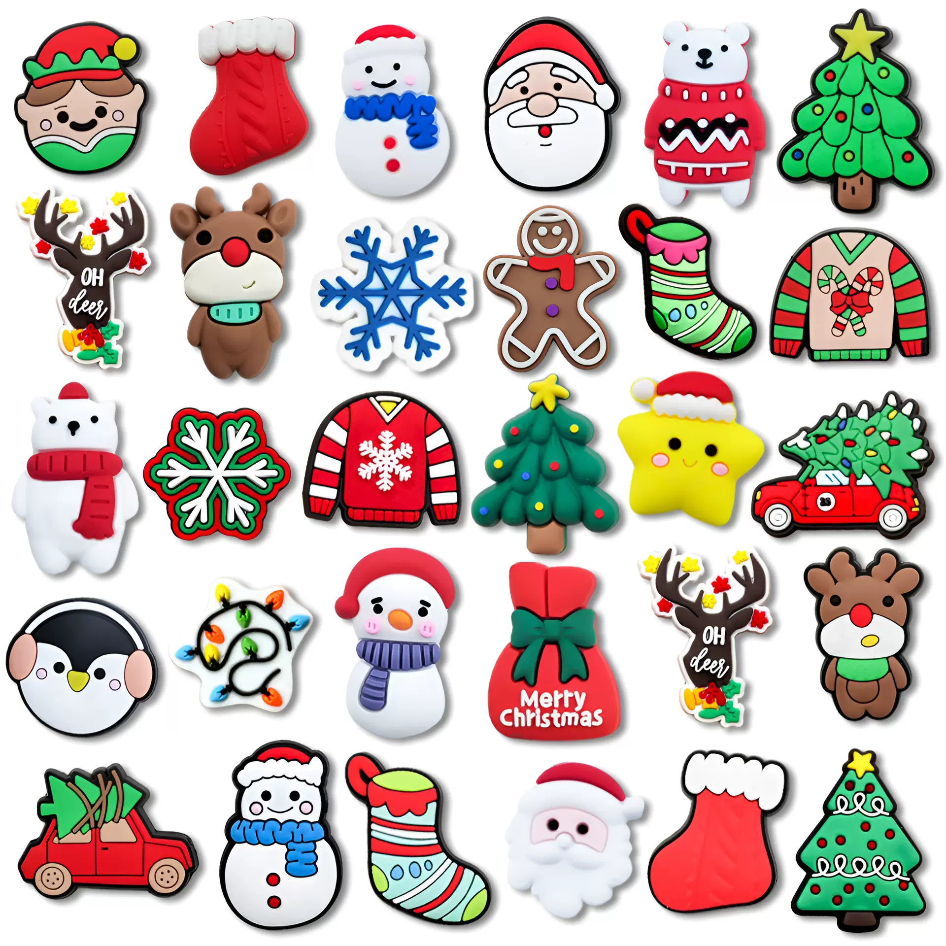 圣诞节雪人洞洞鞋diy配件鞋装饰花园鞋鞋花pvc软胶鞋扣可拆卸可爱