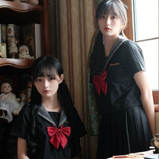 Cinderella spring Orthodox JK uniform black sailor uniform Japanese school uniform class uniform college style middle uniform