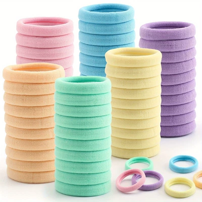 100 Pack Korean Style Simple Saç üçün rezinlər - mixed-color-100-opp-bag