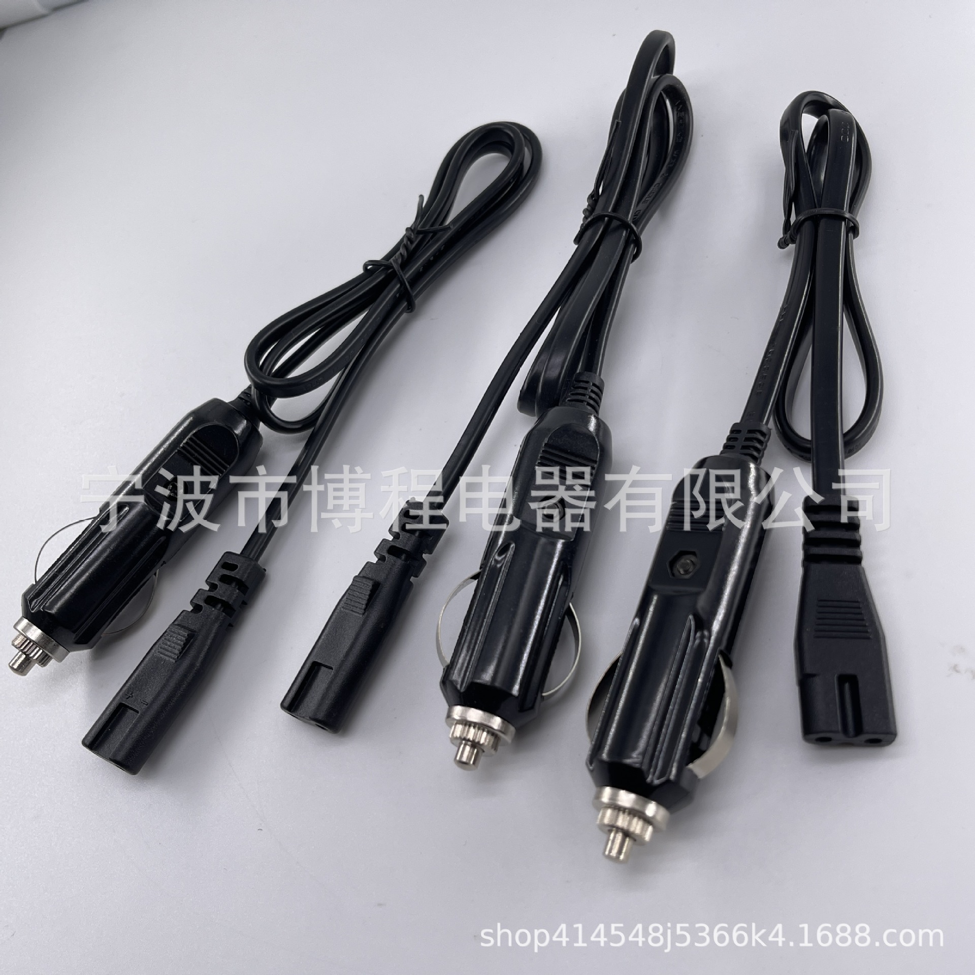 美式带灯点烟器 两孔八字插头中间带槽点烟器B字插头电木美式点烟