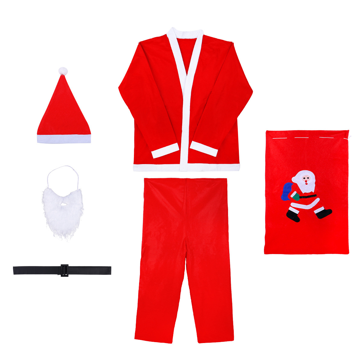 Ropa de Navidad no tejida Ropa de Navidad Ropa de hombre de Navidad Ropa de vestir de Santa Claus Traje de Navidad Conjunto de 5 piezas