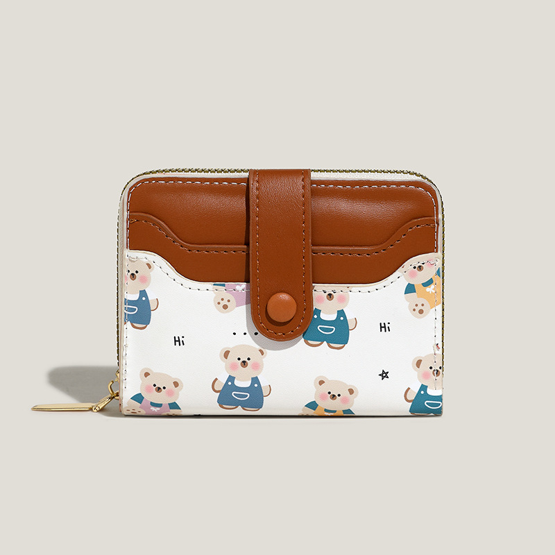 Nuevo tipo de billetera de mujer encantadora impresión de dinosaurio botón corto anti-damagnetismo multi-tarjeta de gran capacidad cartera de alto nivel