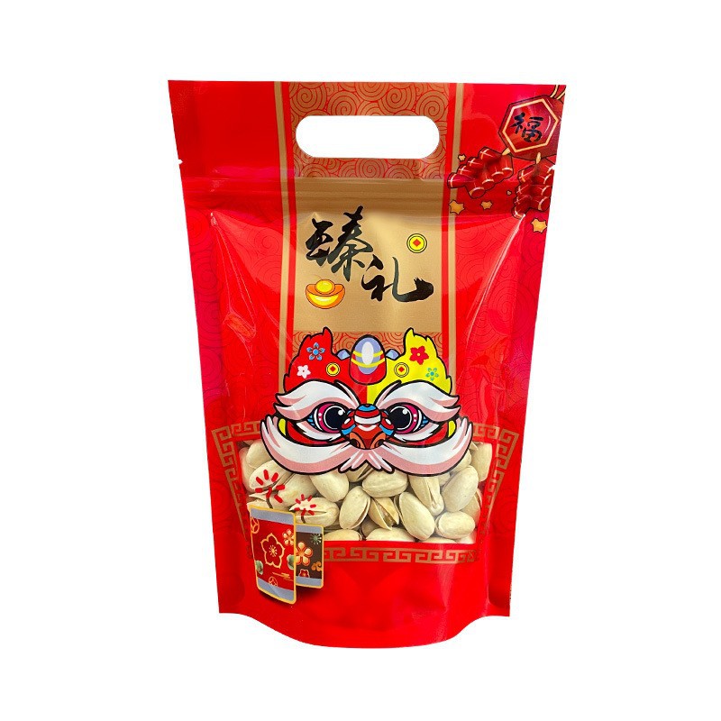 年货红色包装袋坚果干果零食食品牛轧礼品自立自封袋子臻礼密封袋