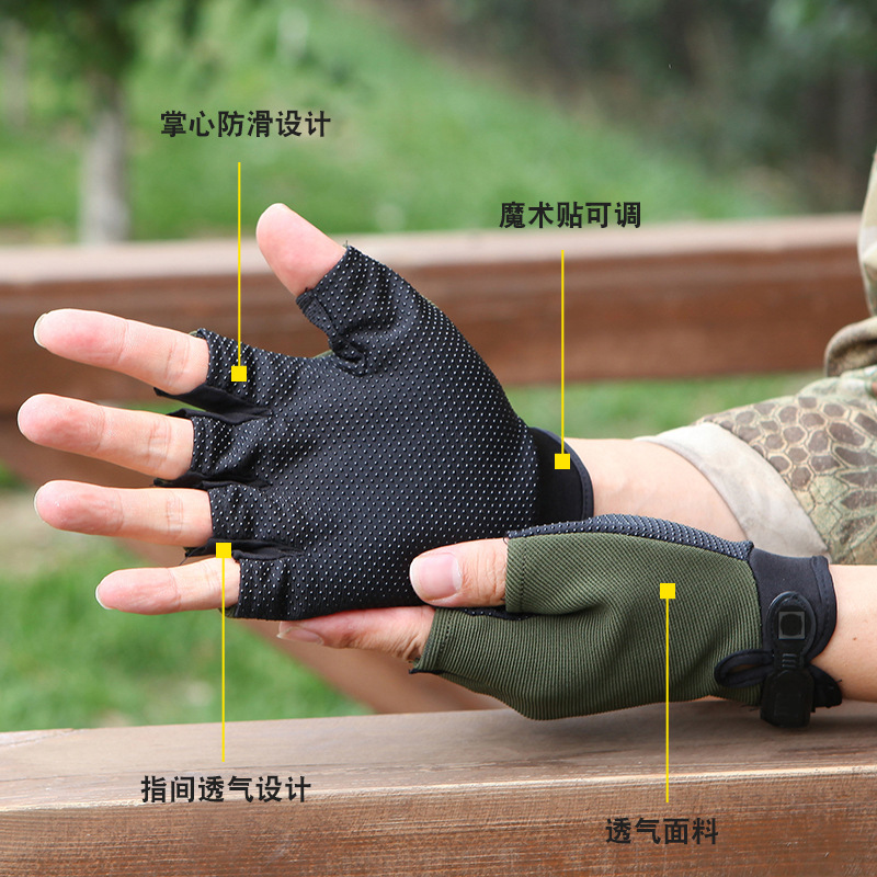 Spring and Summer Thin Half-Finger Tactical Training Gloves for Men, Sports Fitness Cycling Driving Outdoor Hiking Fitness Gloves for Men
