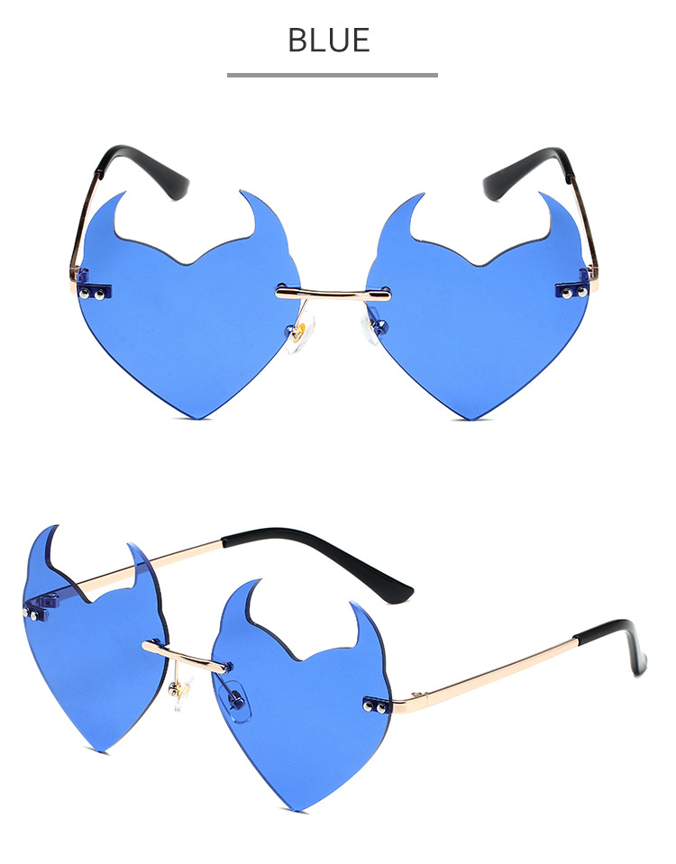 Men's Sunglasses Little Devil Frameless Sunglasses Funny Catwalk Style Unisex Cartoon Cute Metal Glasses_voghion.com