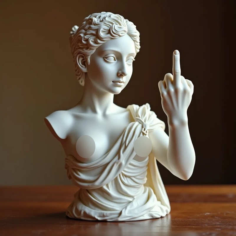 Cross-Border New Vienna Goddess Statue, Middle Finger Ornament, Spoof Goddess Statue, Three-Dimensional Comparative Resin Craft