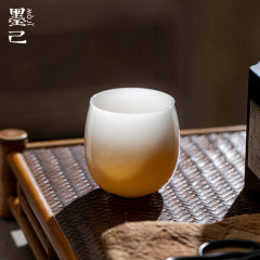 墨己璞玉茶具冰种羊脂玉瓷陶瓷茶杯功夫茶具家用单杯品茗杯主人杯