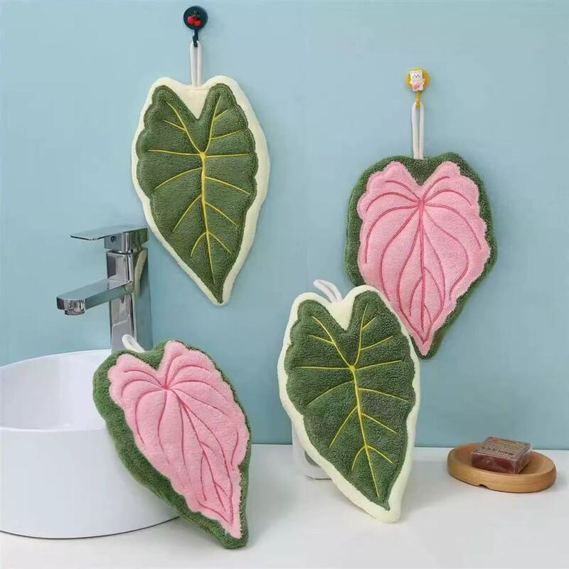 Plant Leaf Hand Towel, Hot Plant Flower Candle Handkerchief, Hanging Kitchen Bathroom Bathroom Cute Thickeneded Creative Towel