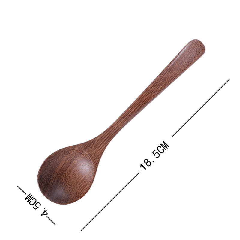 Cuchara de madera al estilo japonés Cuchara de sopa de madera de mango largo Cuchara de sopa para el hogar Ramen Cuchara de madera pequeña al por mayor de alto valor