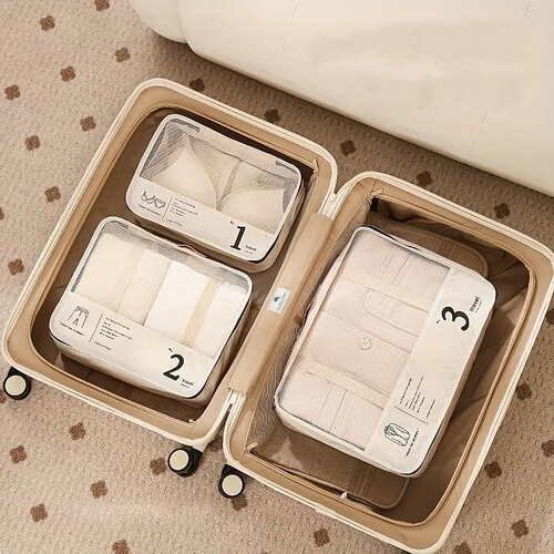 Ins-style travel storage set of seven pieces, travel and business trip portable clothing organization and classification bag, toiletries storage bag