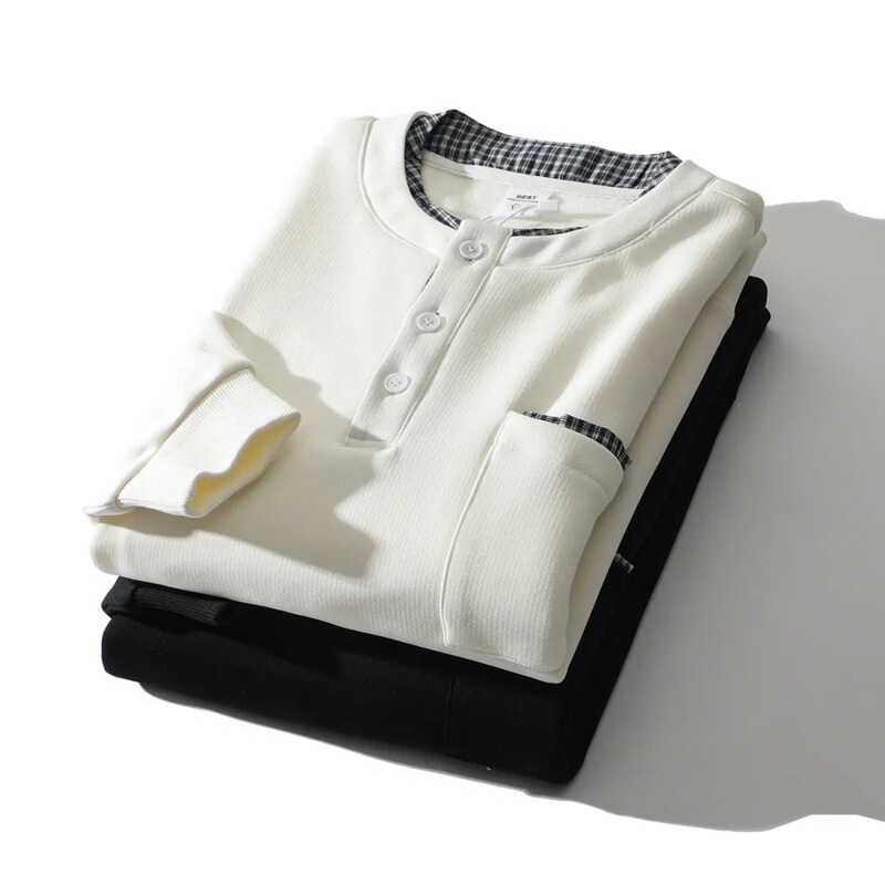 Trendy Designer Style! Fleece-Lined! New Autumn and Winter Men's Fashion Fake Two-Piece Round Neck Loose Sweatshirt Trendy Designer Style! Fleece-Lined! New Autumn and Winter Men's Fashion Fake Two-Piece Round Neck Loose Sweatshirt