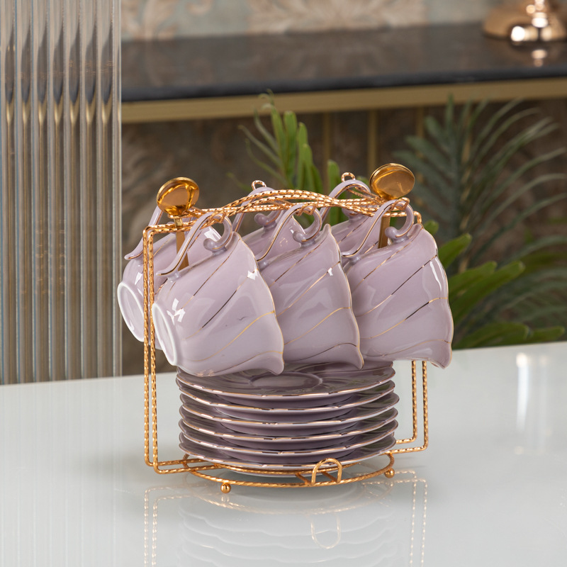 Nórdico de oro ligero lujoso Feng Shui conjunto de tazas de cerámica hervidor de agua set de regalos con bandeja transfronteriza