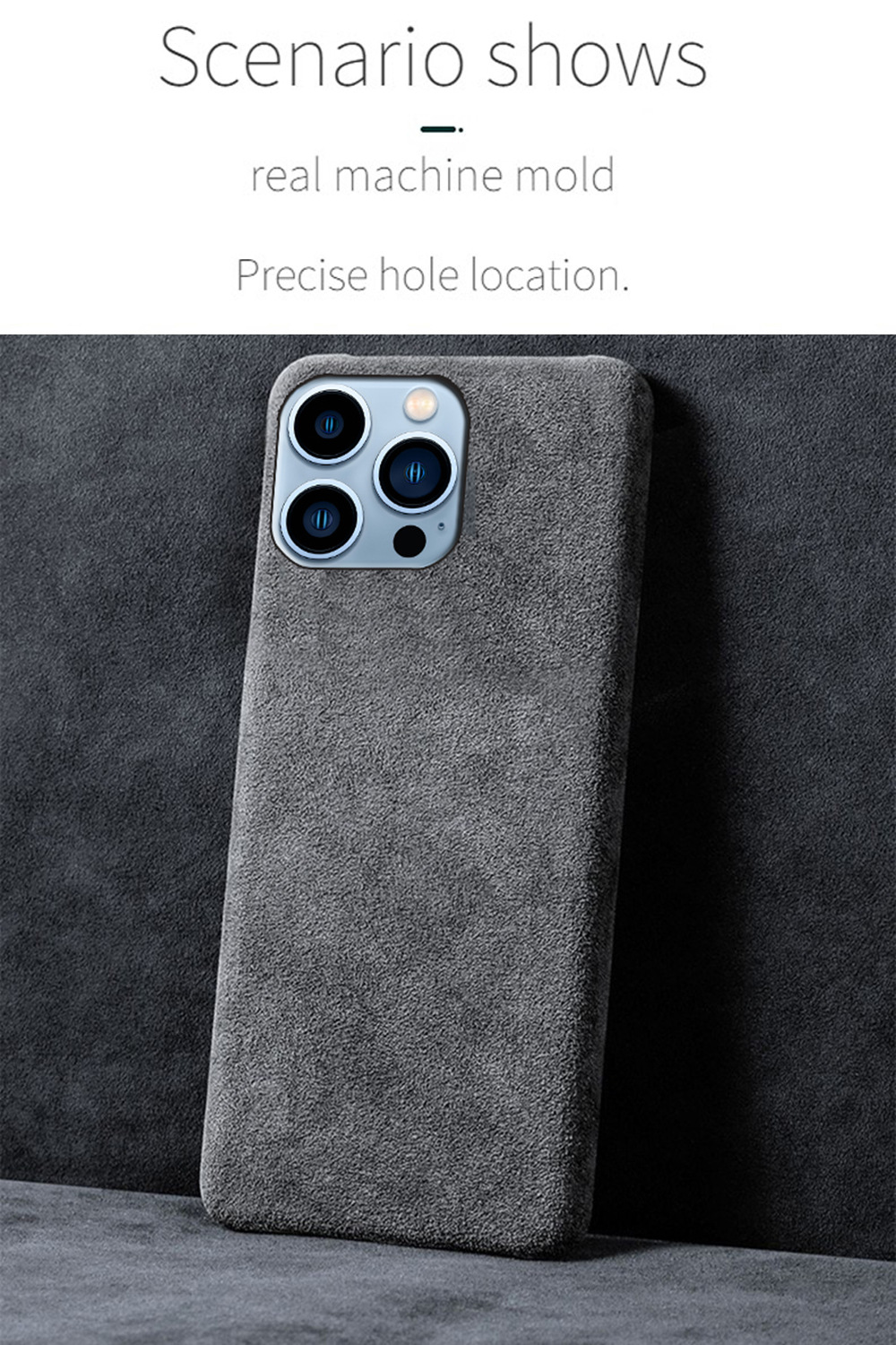 Ốp lưng da lộn cho iPhone 13 Pro, 12 Pro Max, 11, 14 – vỏ bảo vệ mềm mại, chống sốc — Màu đen, Màu cam, Màu xanh lá, Màu xanh đậm chi tiết 1