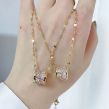 钛钢饰品大蛮腰锆石项链网红抖音锁骨链吊坠毛衣链饰品