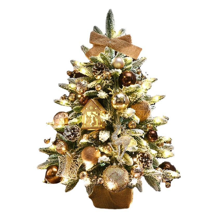 Hong Kong Heng Comercio exterior Corea del Sur nuevo pequeño árbol de Navidad traje de hojas mixtas decoraciones de Navidad nieve árbol de simulación