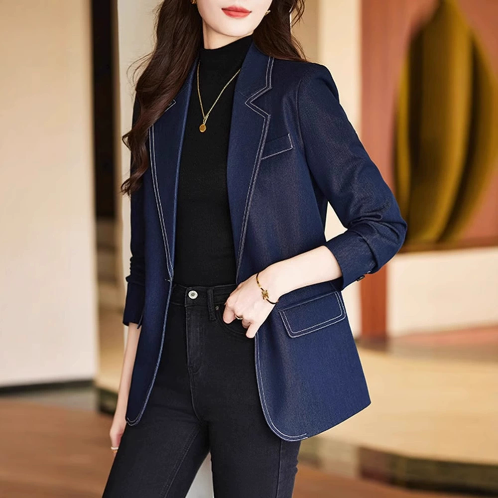 Denim autumn elite classic suit jacket, bright catchy style