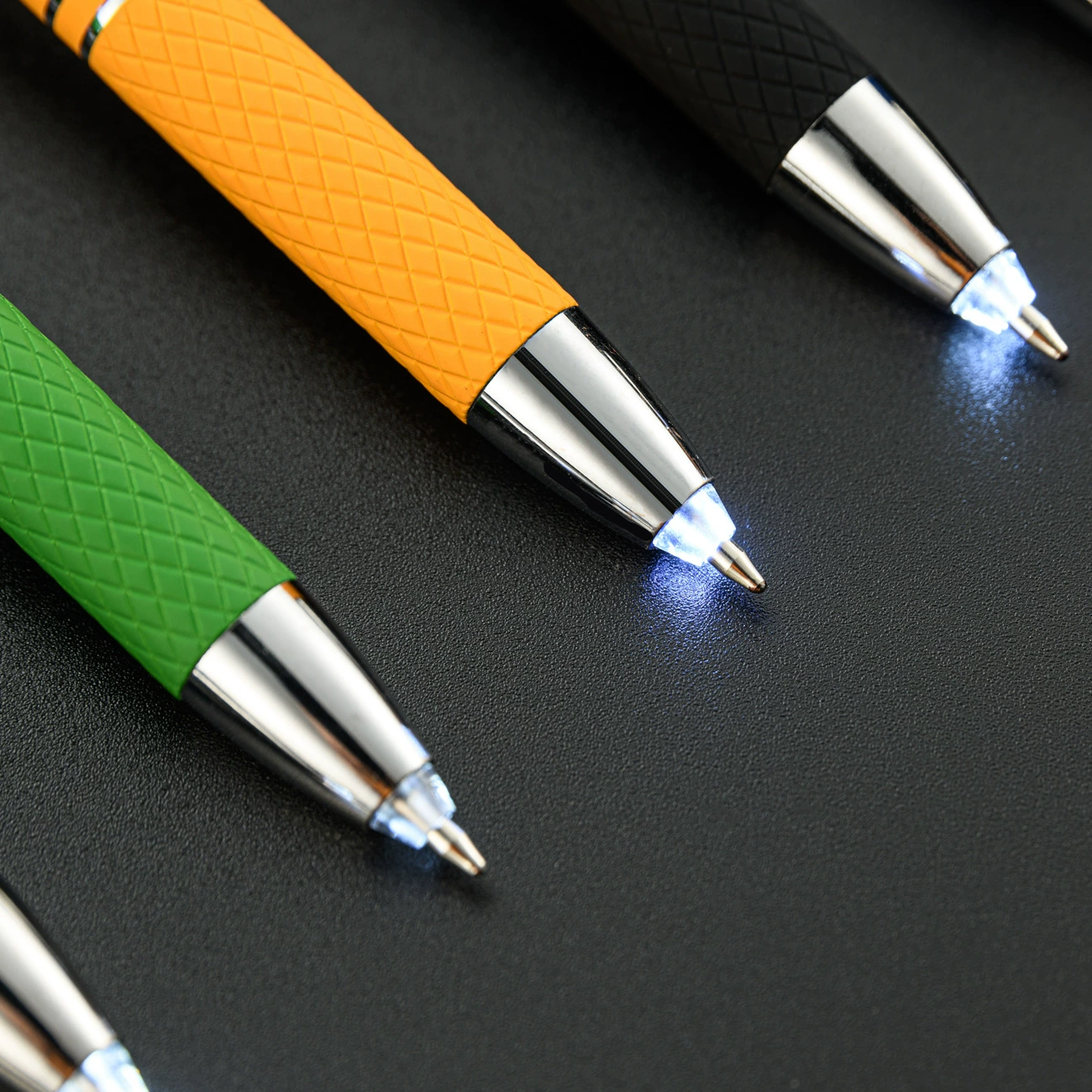 Universal creative metal multicoloured bulb, LED ballpoint pen for office for elementary school students, three in one