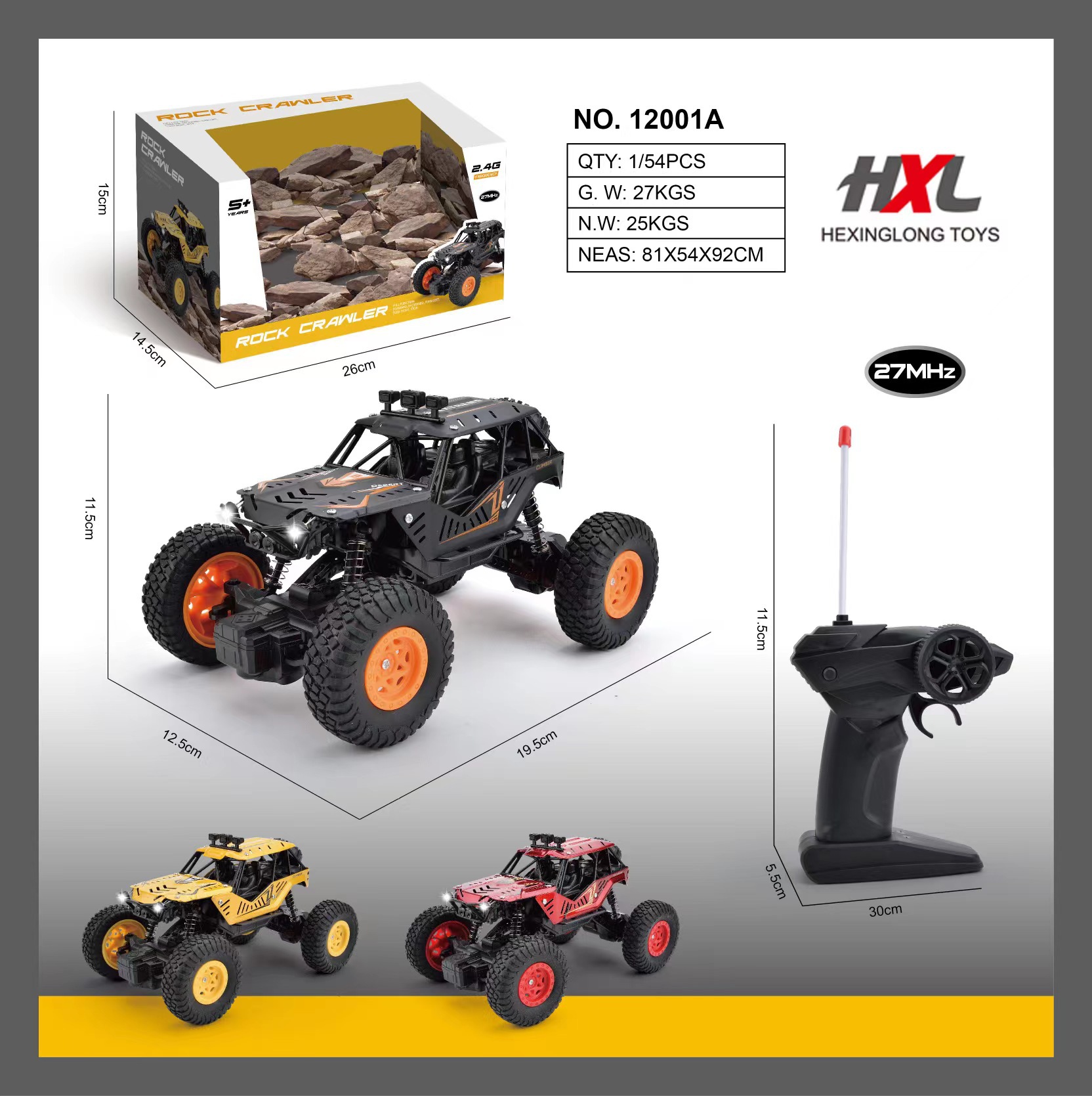 4 방향 1: 20 합금 클라이밍 리모컨 카 (라이트 패키지 부착) 12001A