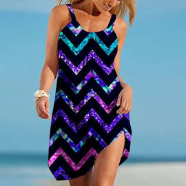 2022欧美夏季ebay跨境女装休闲吊带款连衣裙