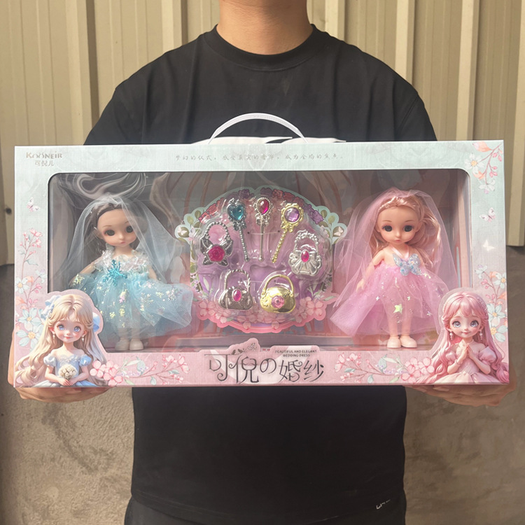 Gift Box with Exquisite Jointed Barbie Doll Dress-Up Princess Wedding Dress Girl Gift Box Training Class Renewal Gift