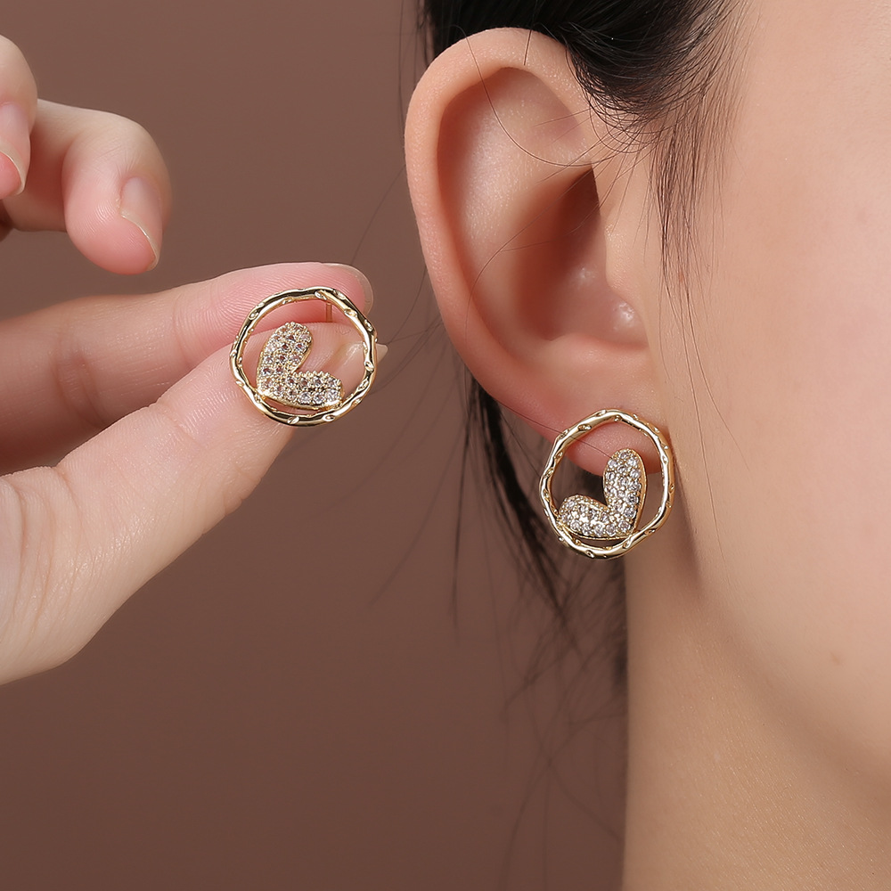 Star, Heart Shape, Butterfly Pattern Women's Gender 1 Pair Elegant Lady Star Heart Shape Butterfly Plating Inlay Copper Artificial Diamond Ear Studs