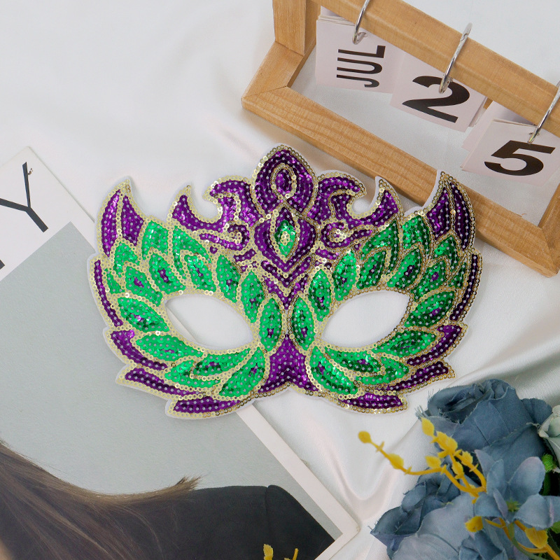 Máscaras de fiesta de carnaval nuevo tricolor sequinilla mitad cara carnaval temático eyewear exclusivo transfronterizo