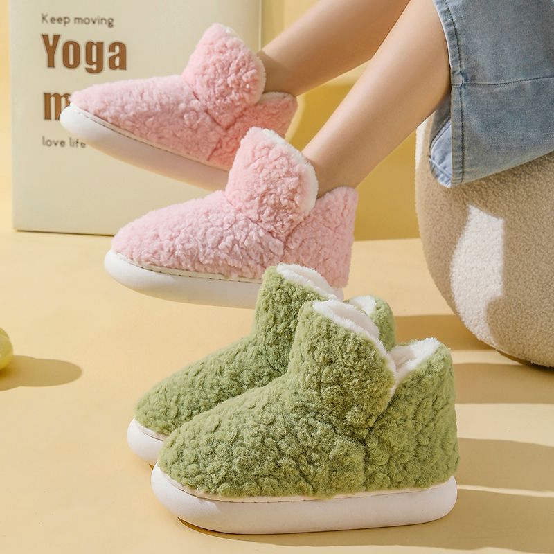 秋冬新款可爱女生高帮包跟棉拖鞋雪地靴护脚踝加绒保暖防滑月子鞋