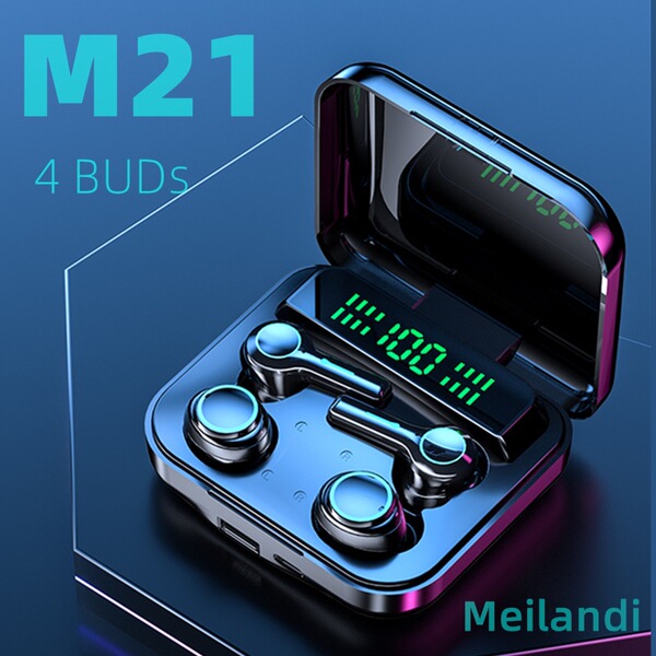 Cross -border new M21 Bluetooth headset couple model four pairs of touch numbers show wireless sports waterproof TWS5.2