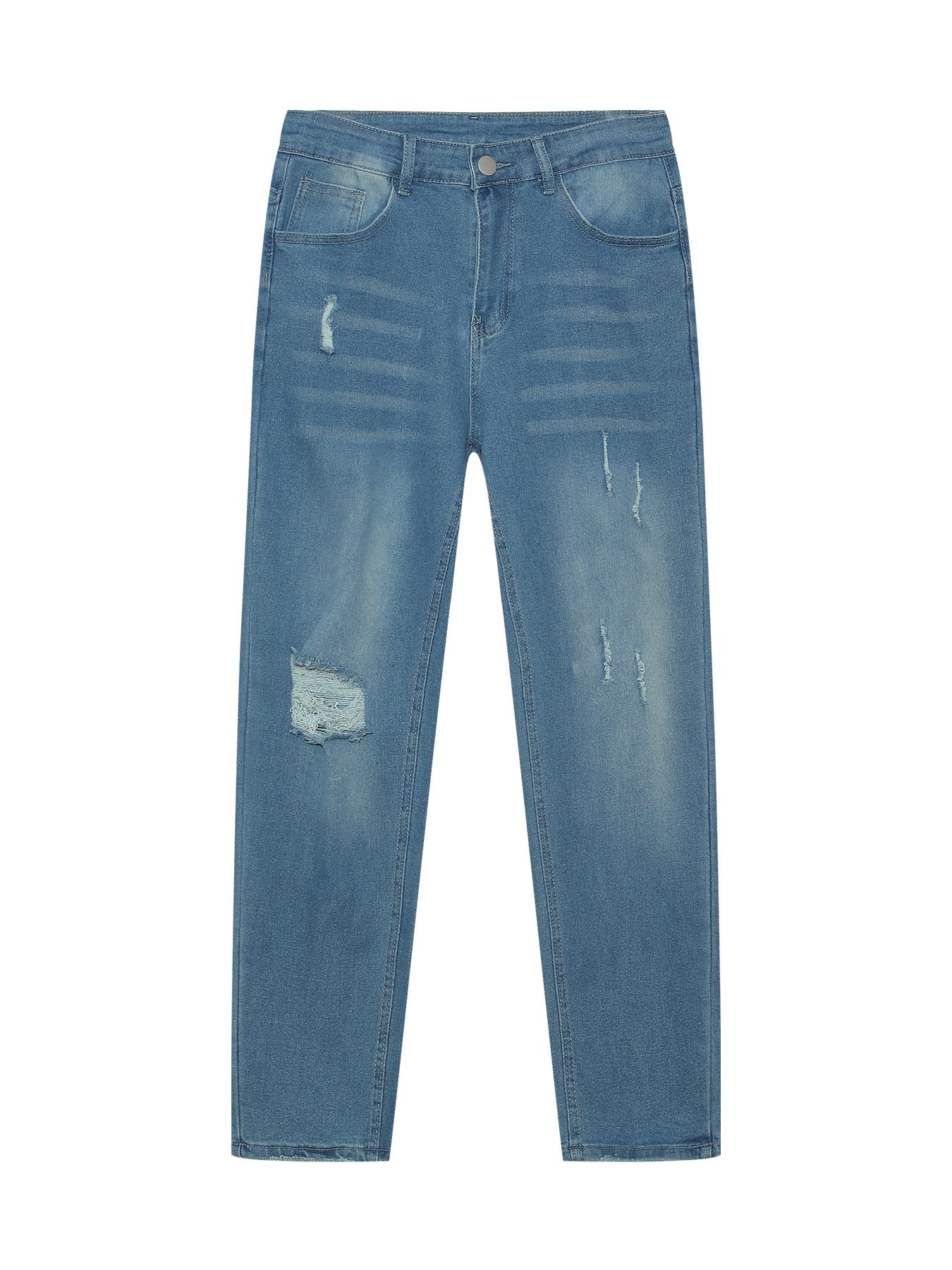 Aliexpress amazon estilo delgado jeans elásticos de moda masculina personalidad jeans pie pequeño hombre