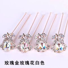 Korean-style water drill daily pin comb U-shaped clip runway versatile updo rose hair clip head accessory hairpin