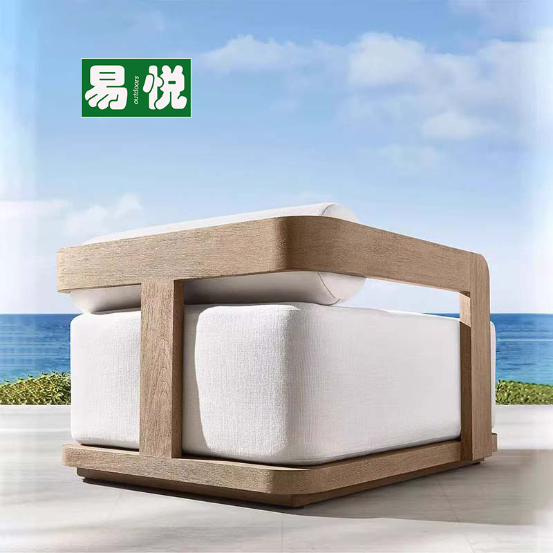 Diseñador de casa patio terraza sofá combo sala modelo sofá de madera maciza al aire libre nórdico sofá de teca al aire libre