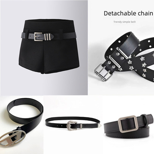 Minimalist Basic Style Niche Silver Buckle Black and White Belt, Versatile and Trendy, Suitable for Men, Women, and Children, Matching Belt Option