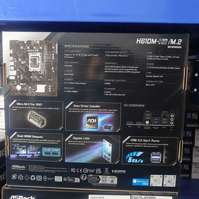 Материнская плата Technology H610M-H2/M.2 поддерживает процессоры Core 12-го поколения 12400F 13400F