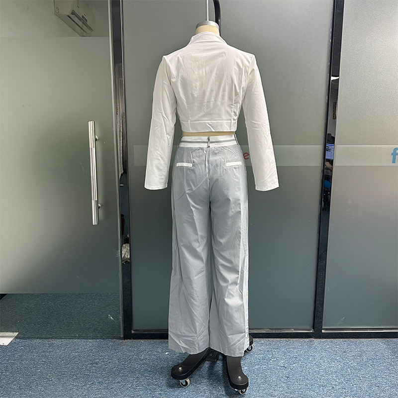 Ladies Suit Summer Casual Solid Color Loose Trousers Two Piece Set