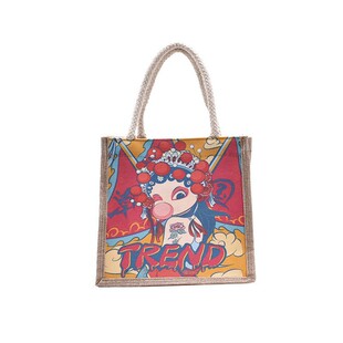 Original Simple Linen Bag, National Trend, Female Trend, Cartoon Literary Small Lunch Bag